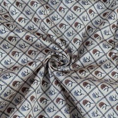 Beige Colour Poly Raw Silk Digital Printed Fabric