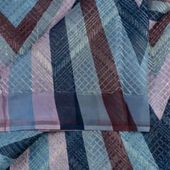 Grey Colour Organza Print With Embroidered Fabric