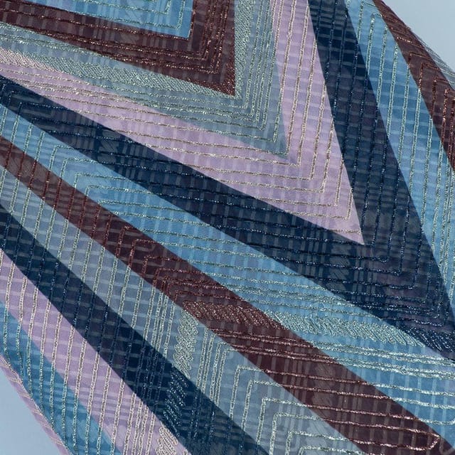 Grey Colour Organza Print With Embroidered Fabric