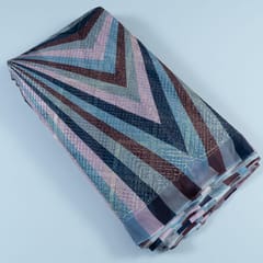 Grey Colour Organza Print With Embroidered Fabric