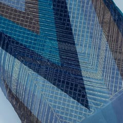 Blue Colour Organza Print With Embroidered Fabric