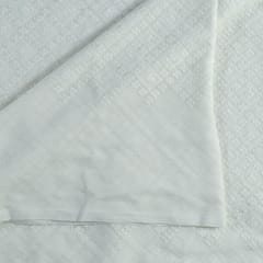White Colour Georgette Lakhnavi Embroidered Fabric