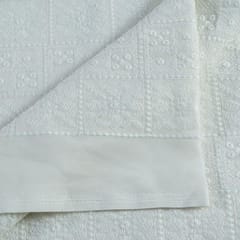 White Colour Georgette Lakhnavi Embroidered Fabric