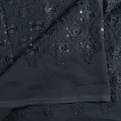 Black Colour Georgette Lakhnavi Embroidered Fabric