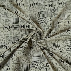 Cream Colour Cotton Printed Fabric