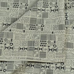 Cream Colour Cotton Printed Fabric
