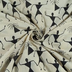 Cream Colour Cotton Printed Fabric