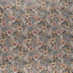 Grey Colour Georgette Foil Printed Fabric