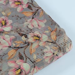 Grey Colour Georgette Foil Printed Fabric