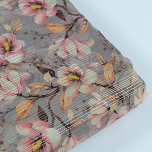 Grey Colour Georgette Foil Printed Fabric