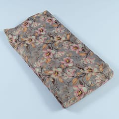 Grey Colour Georgette Foil Printed Fabric