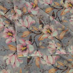 Grey Colour Georgette Foil Printed Fabric