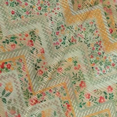 Green Colour Georgette Foil Printed Fabric