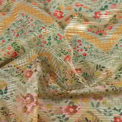 Green Colour Georgette Foil Printed Fabric