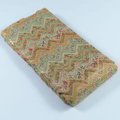 Green Colour Georgette Foil Printed Fabric