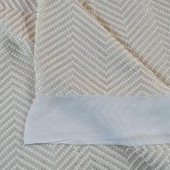 Off White Colour Dyeable Georgette Embroidered Fabric