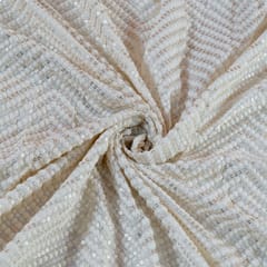 Off White Colour Dyeable Georgette Embroidered Fabric
