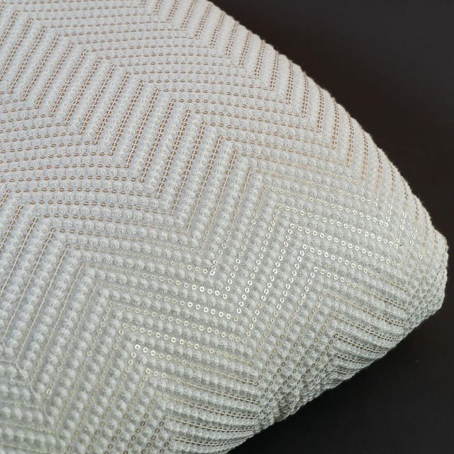 Off White Colour Dyeable Georgette Embroidered Fabric