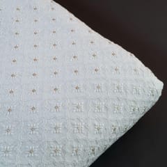 Off White Colour Dyeable Georgette Embroidered Fabric