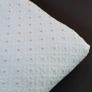 Off White Colour Dyeable Georgette Embroidered Fabric