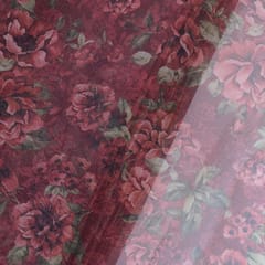 Rust Colour Organza Printed Fabric