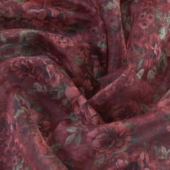 Rust Colour Organza Printed Fabric