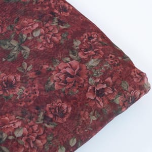 Rust Colour Organza Printed Fabric
