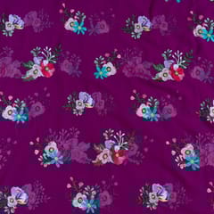 Wine Colour Georgette Thread Embroidered Fabric