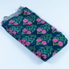 Blue Colour Crepe Printed Fabric