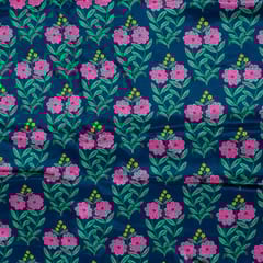 Blue Colour Crepe Printed Fabric