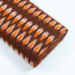 BROWN WITH ORANGE SHADE IKAT fabric