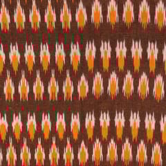 BROWN WITH ORANGE SHADE IKAT fabric