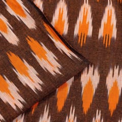 BROWN WITH ORANGE SHADE IKAT fabric