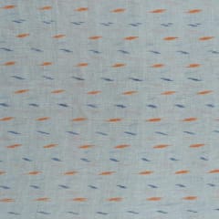 GREY WITH  BLUE  ORANGE  IKAT fabric