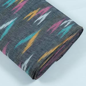GREY WITH  MULTIColour  ARROR  IKAT fabric