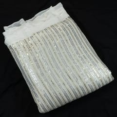 White Colour Dyeable Georgette Embroidered Fabric