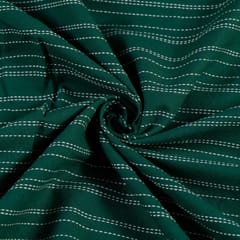 Green Colour Kantha Dobby Strips fabric