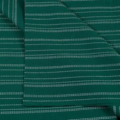 Green Colour Kantha Dobby Strips fabric