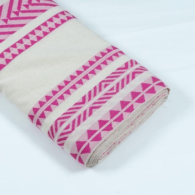 WHITE WITH PINK STRIPES JACQUARD fabric