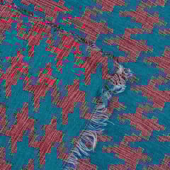 GREEN WITH RED DESIGN JACQUARD fabric