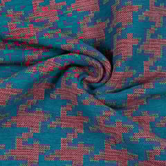 GREEN WITH RED DESIGN JACQUARD fabric