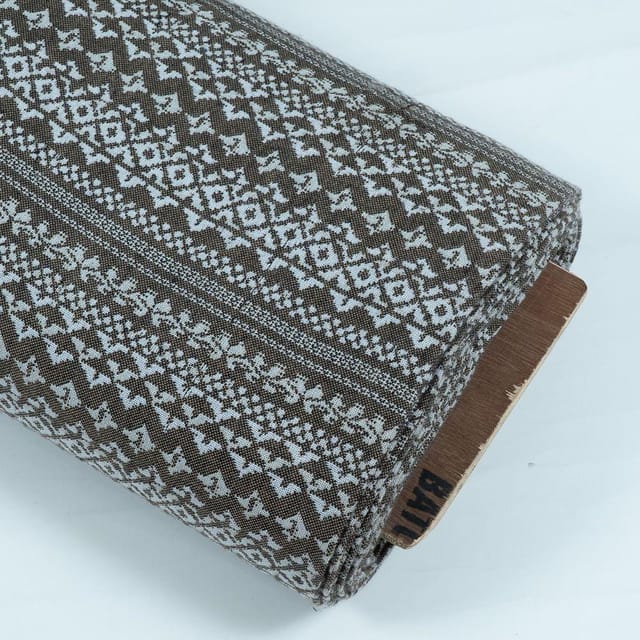 GREY WITH WHITE STRIPES JACQUARD fabric