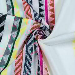 WHITE WITH MULTIColour STRIPES JACQUARD fabric