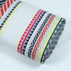 WHITE WITH MULTIColour STRIPES JACQUARD fabric