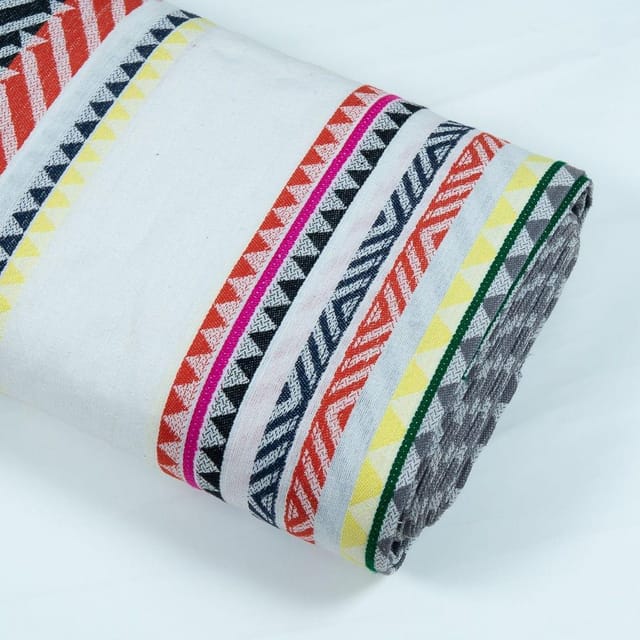 WHITE WITH MULTIColour STRIPES JACQUARD fabric