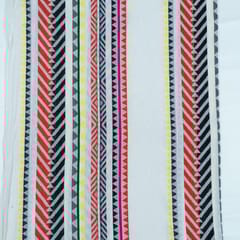 WHITE WITH MULTIColour STRIPES JACQUARD fabric