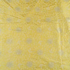 Yellow Colour Dola Silk Embroidered Fabric