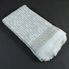 White Colour Dyeable Chinon Chiffon Embroidered Fabric