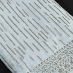 White Colour Dyeable Chinon Chiffon Embroidered Fabric