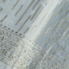 White Colour Dyeable Chinon Chiffon Embroidered Fabric